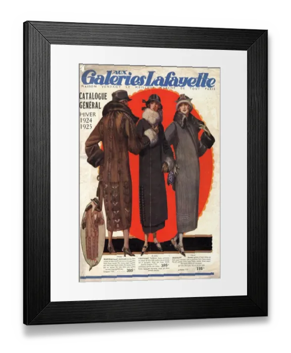 Framed Print : 1924 1920s France catalogues galeries lafayette womens fur