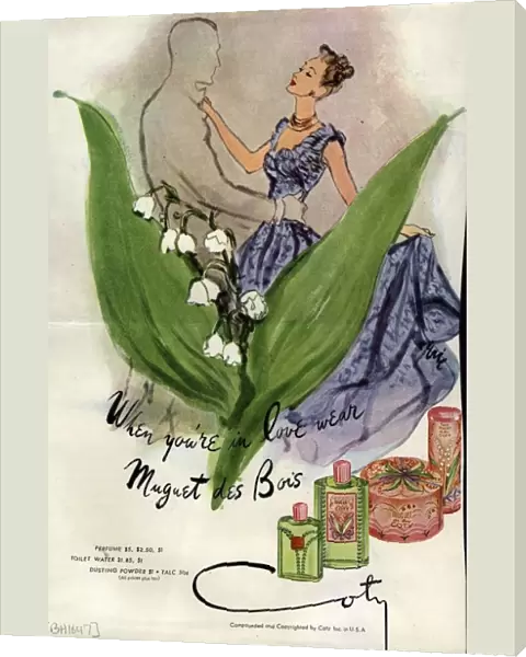 Coty 1940s USA Carl Erickson flowers womens Muguet des Bois iws