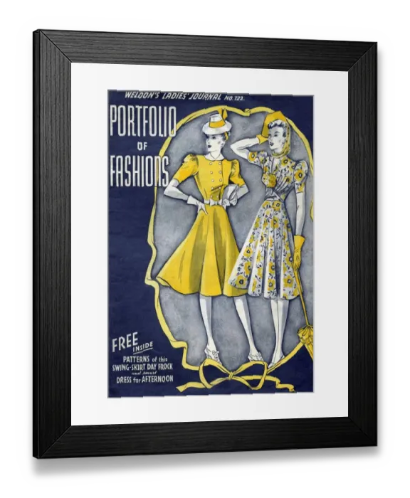 Framed Print : Weldons Ladies Journal 1940s UK magazines dresses womens