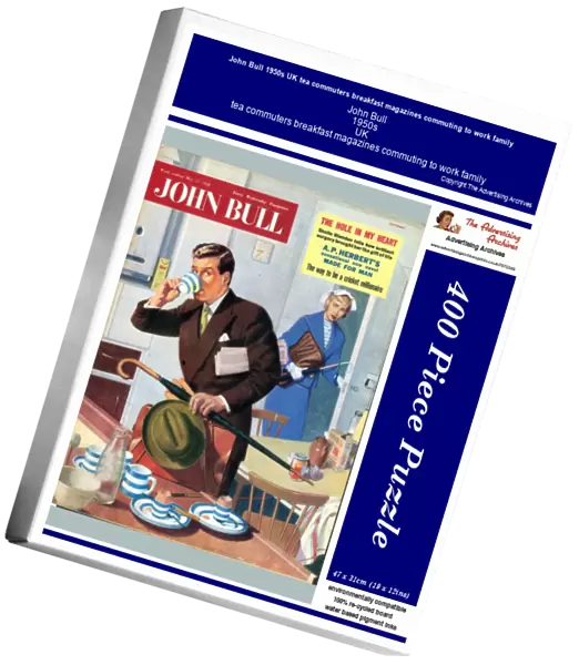 John Bull 1950s UK tea commuters breakfast magazines commuting to work family
