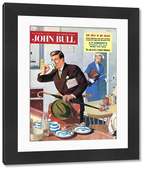 John Bull 1950s UK tea commuters breakfast magazines commuting to work family