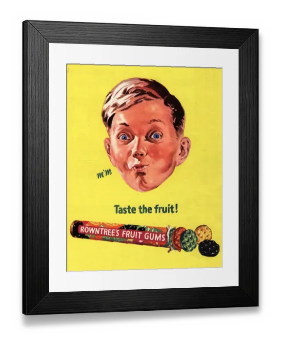 Framed Print : Rowntrees 1950s UK fruit gums sweets