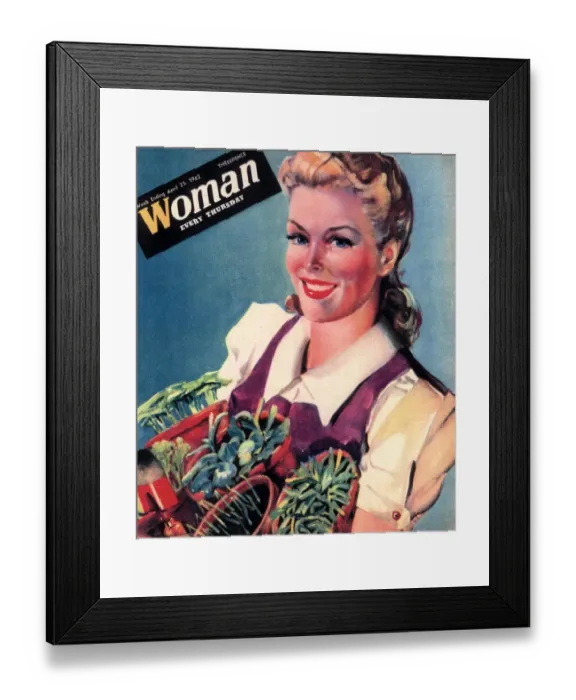 Framed Print : Woman 1942 1940s UK land girls dig for victory propaganda growing vegetables WW2 Framed Print : Woman 1942 1940s UK land girls dig for victory propaganda growing vegetables WW2