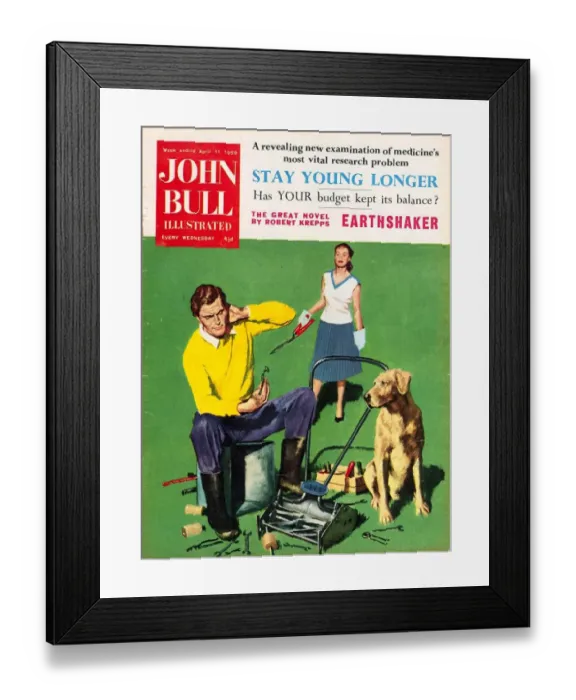 Framed Print : John Bull 1950s UK dogs lawn mowers lawnmowers magazines pets horticulture Framed Print : John Bull 1950s UK dogs lawn mowers lawnmowers magazines pets horticulture
