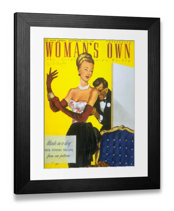 Framed Print : Womans Own 1940s UK evening-dress womens magazines Framed Print : Womans Own 1940s UK evening-dress womens magazines