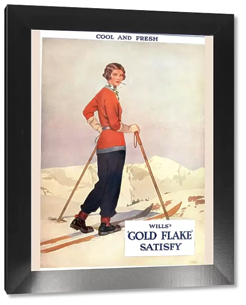 Wills 1930s USA gold flake skiing cigarettes smoking skiing