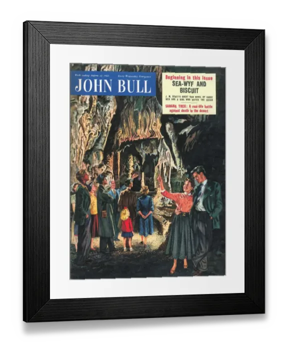 Framed Print : John Bull 1950s UK holidays caves stalagtites stalagmites magazines