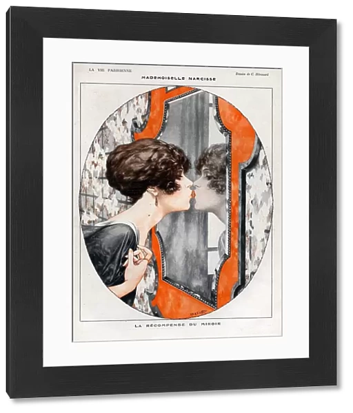 La Vie Parisienne 1919 1910s France cc vanity mirrors kissing beauty kisses