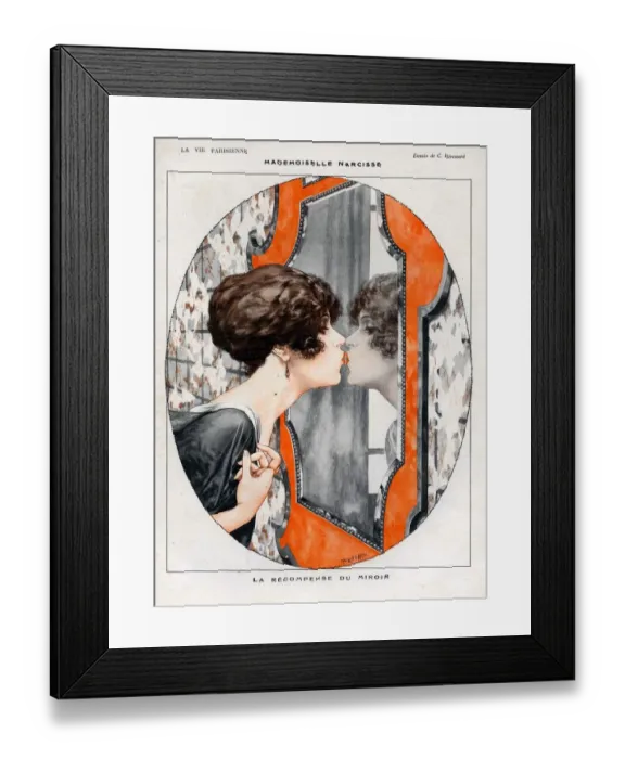 Framed Print : La Vie Parisienne 1919 1910s France cc vanity mirrors kissing beauty kisses Framed Print : La Vie Parisienne 1919 1910s France cc vanity mirrors kissing beauty kisses