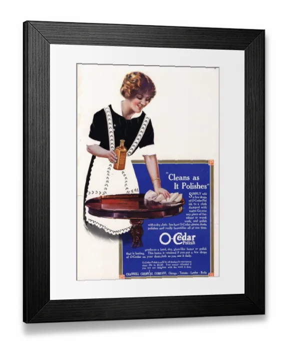 Framed Print : O-Cedar 1910s USA polish dusting products Framed Print : O-Cedar 1910s USA polish dusting products