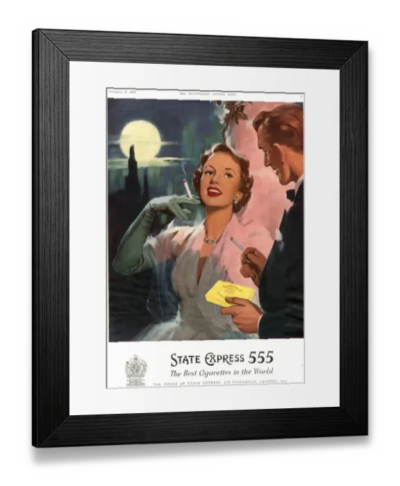 Framed Print : State Express 555 1950s UK cigarettes smoking glamour womens clothing clothes Framed Print : State Express 555 1950s UK cigarettes smoking glamour womens clothing clothes