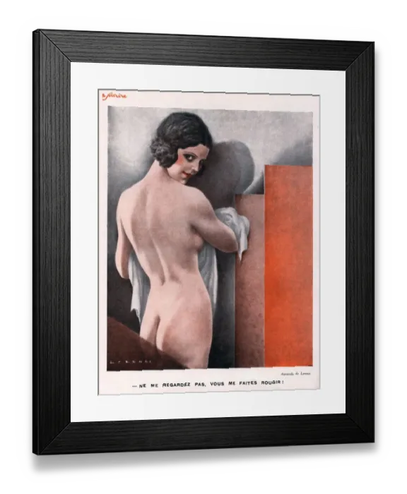 Framed Print : Le Sourire 1930s France erotica naked nudes nudity boudoir illustrations Framed Print : Le Sourire 1930s France erotica naked nudes nudity boudoir illustrations