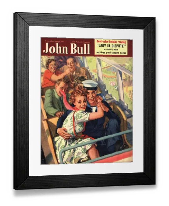 Framed Print : John Bull 1951 1950s UK roller coasters sailors fear funfairs roller-coasters fairs