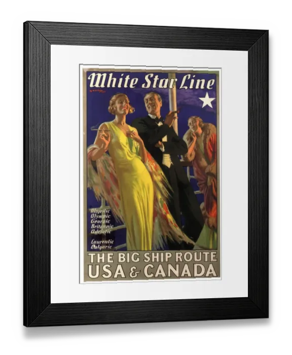 Framed Print : 1931 1930s USA holidays nautical cruises cruises white star ships womens mens suits