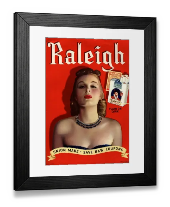 Framed Print : Raleigh 1930s USA glamour cigarettes smoking Framed Print : Raleigh 1930s USA glamour cigarettes smoking