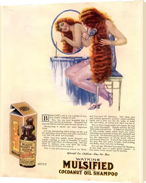 1921 1920s USA brushing mulsified shampoo cocoa nuts oil hair brushing cocoanuts