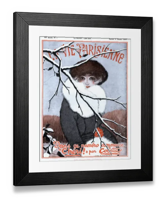 Framed Print : La Vie Parisienne 1920 1920s France glamour magazines winter fur portraits womens Framed Print : La Vie Parisienne 1920 1920s France glamour magazines winter fur portraits womens
