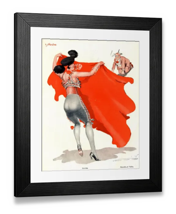 Framed Print : Le Sourire 1920s France glamour bullfights bull fights fighting bull-fights bull-fighting