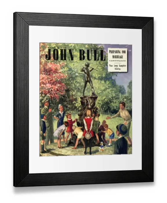 Framed Print : John Bull 1948 1940s UK J M Barrie kensingtons gardens peter pan london parks magazines Framed Print : John Bull 1948 1940s UK J M Barrie kensingtons gardens peter pan london parks magazines