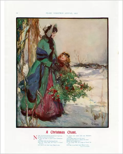 Pears Annual 1915 1910s UK cc carols mothers daughters holly chant flowers
