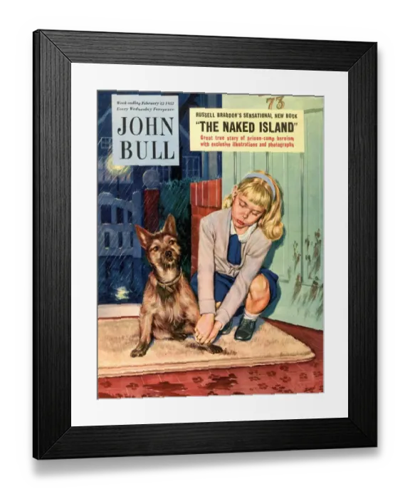 Framed Print : John Bull 1950s UK dogs dirty paws magazines pets Framed Print : John Bull 1950s UK dogs dirty paws magazines pets