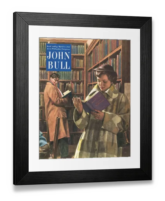 Framed Print : John Bull 1952 1950s UK love libraries library people reading books magazines Framed Print : John Bull 1952 1950s UK love libraries library people reading books magazines