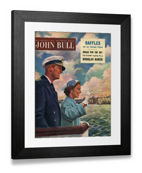 Framed Print : John Bull 1954 1950s UK Queen Elizabeth II Prince Philip Duke of Edinburgh
