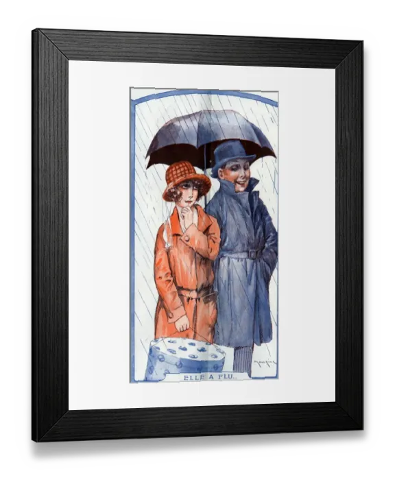 Framed Print : La Vie Parisienne 1923 1920s France Maurice Milliere illustrations umbrellas mens Framed Print : La Vie Parisienne 1923 1920s France Maurice Milliere illustrations umbrellas mens