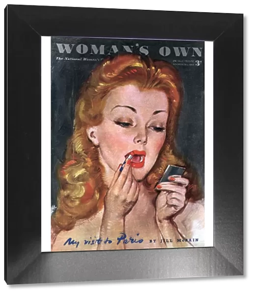 Womans Own 1945 1940s UK make-up makeup lipsticks putting on magazines