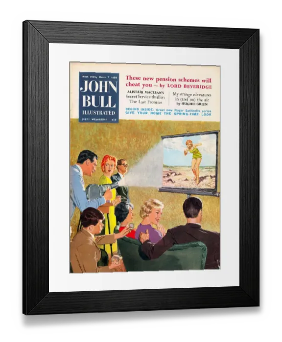 Framed Print : John Bull 1950s UK holidays cine-films bores magazines