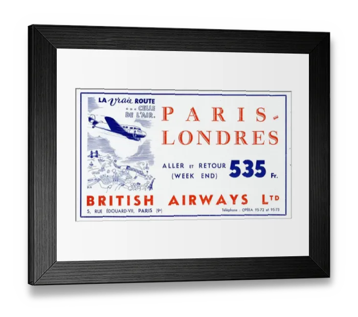 Framed Print : British AirwaysLa Vie Parisienne 1930s France planes fares aeroplanes