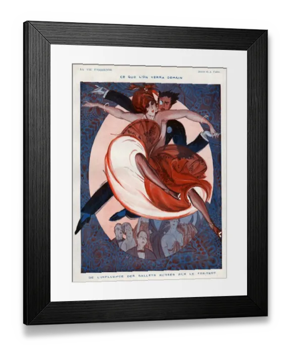 Framed Print : La Vie Parisienne 1920 1920s France Illustrations fox trot womens mens dresses suits