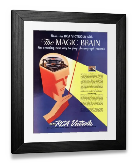 Framed Print : 1940s USA rca record players
