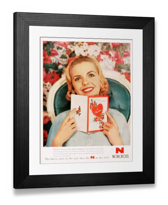 Framed Print : 1950s USA cards valentines day love norcross valentines