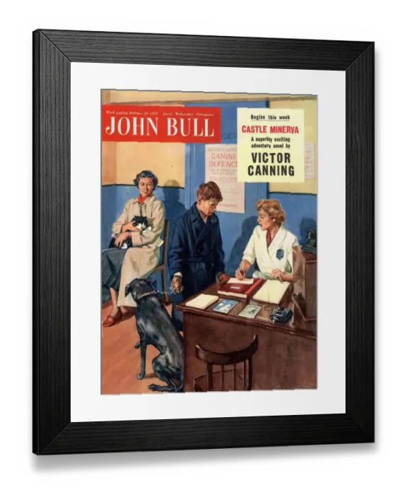 Framed Print : John Bull 1950s UK dogs vets magazines pets` Framed Print : John Bull 1950s UK dogs vets magazines pets`