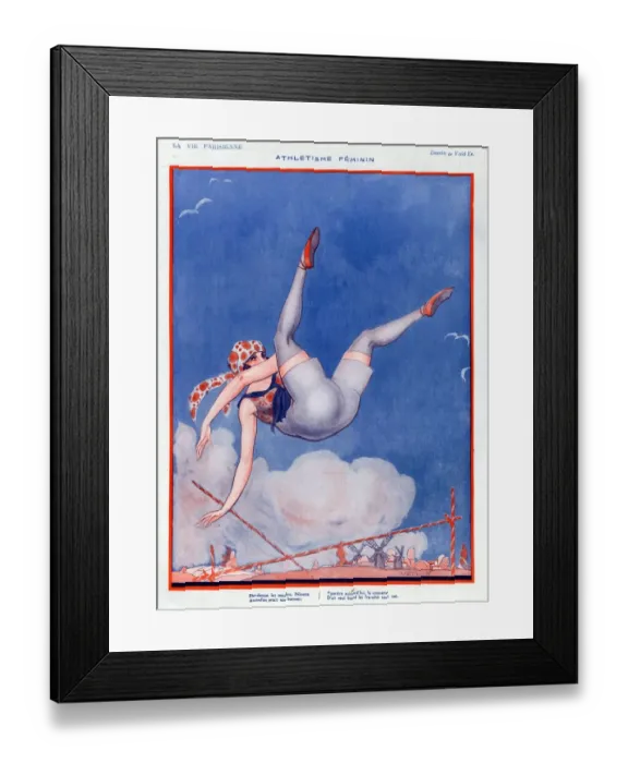 Framed Print : La Vie Parisienne 1923 1920s France Valdes illustrations womens athletics athletes