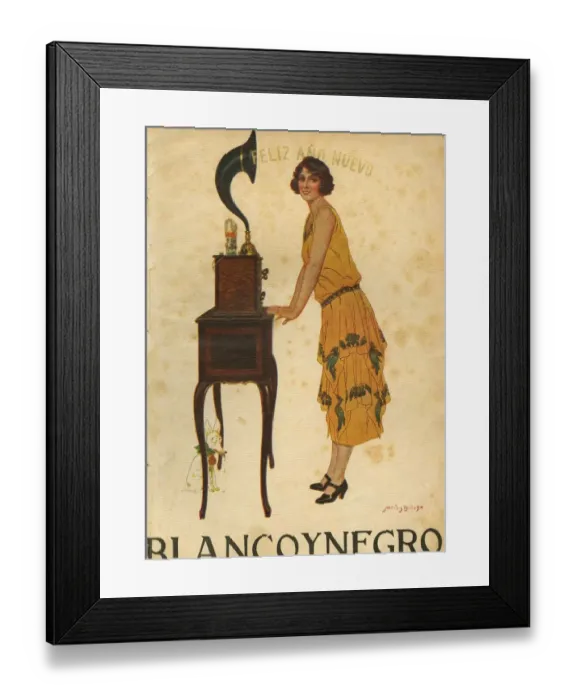 Framed Print : Blanco y Negro 1925 1920s Spain cc magazines gramophones listening