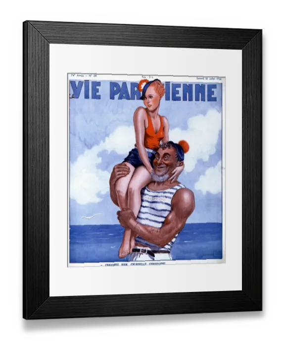 Framed Print : La Vie Parisienne 1936 1930s France magazines erotica sailors swimwear fashion womens Framed Print : La Vie Parisienne 1936 1930s France magazines erotica sailors swimwear fashion womens