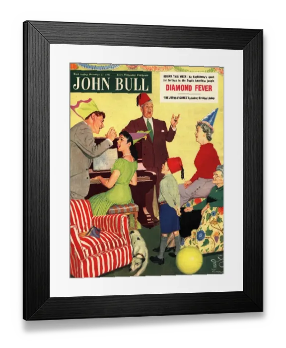 Framed Print : John Bull 1955 1950s UK sing-song singing pianos party magazines Framed Print : John Bull 1955 1950s UK sing-song singing pianos party magazines