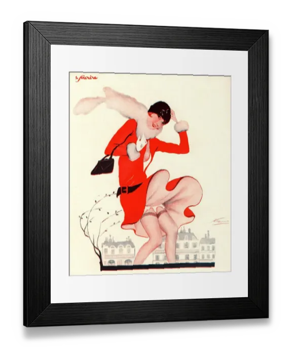 Framed Print : Le Sourire 1920s France seasons autumn windy womens magazines Framed Print : Le Sourire 1920s France seasons autumn windy womens magazines