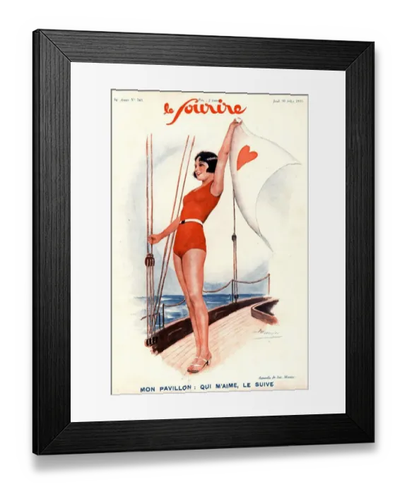 Framed Print : Le Sourire 1931 1930s France sailing swimwear swim suits swimming costumes magazines