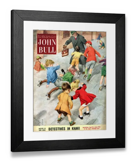 Framed Print : John Bull 1950s UK roller-skates roller skates accidents disasters magazines roller