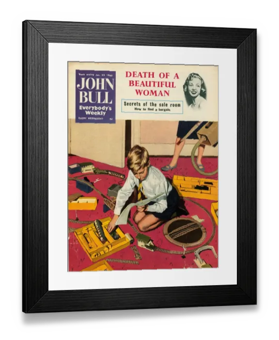 Framed Print : John Bull 1950s UK train sets hobbies trains magazines Framed Print : John Bull 1950s UK train sets hobbies trains magazines