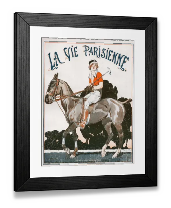 Framed Print : La Vie Parisienne 1919 1910s France Rene Vincent magazines horses polo riding woman