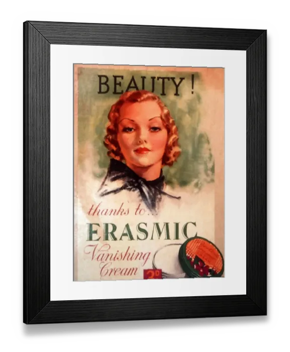 Framed Print : 1920s UK skin care erasmic vanishing cream skincare
