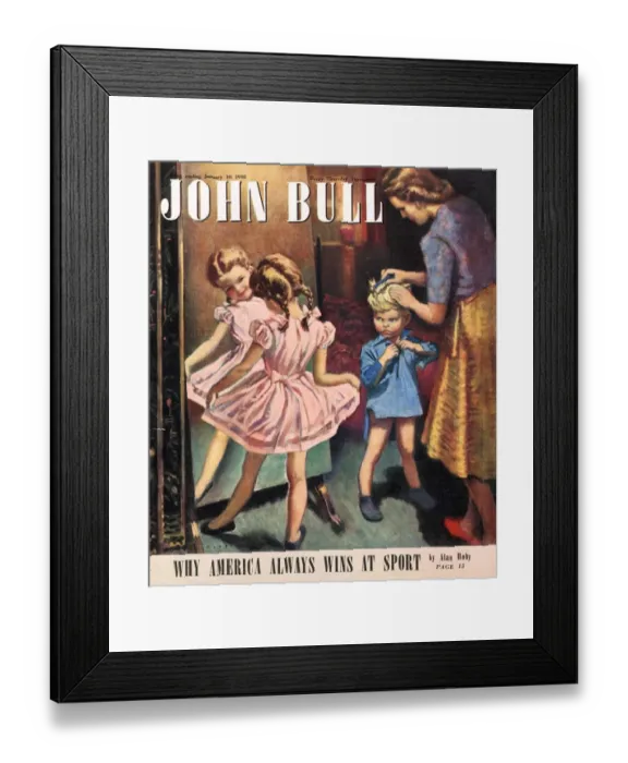 Framed Print : John Bull 1948 1940s UK mirrors siblings rivalry magazines