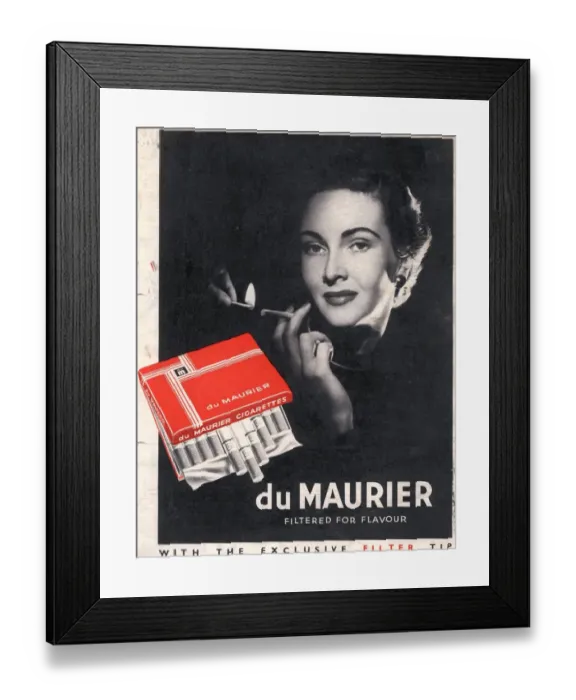 Framed Print : Du Maurier 1950s UK cigarettes smoking glamour Framed Print : Du Maurier 1950s UK cigarettes smoking glamour