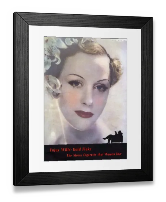Framed Print : Wills 1930s UK glamour cigarettes smoking Framed Print : Wills 1930s UK glamour cigarettes smoking