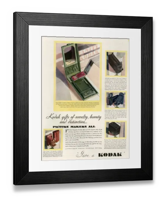 Framed Print : Kodak 1928 1920s UK cc cameras