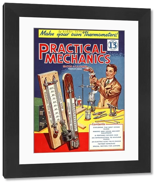 Practical Mechanics 1950s UK chemistry sets thermometers chemicals bunson burners